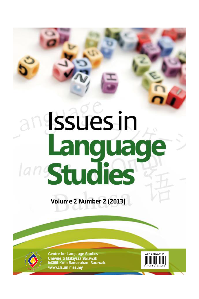 					View Vol. 2 No. 2 (2013): Issues in Language Studies
				